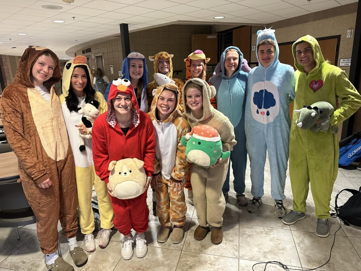 Students dressed up on Monday - Pajamas with a Pal!